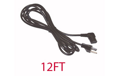 CABLE, POWER, AC 110V, RIGHT ANGLE CONNECTOR, 12 FEET