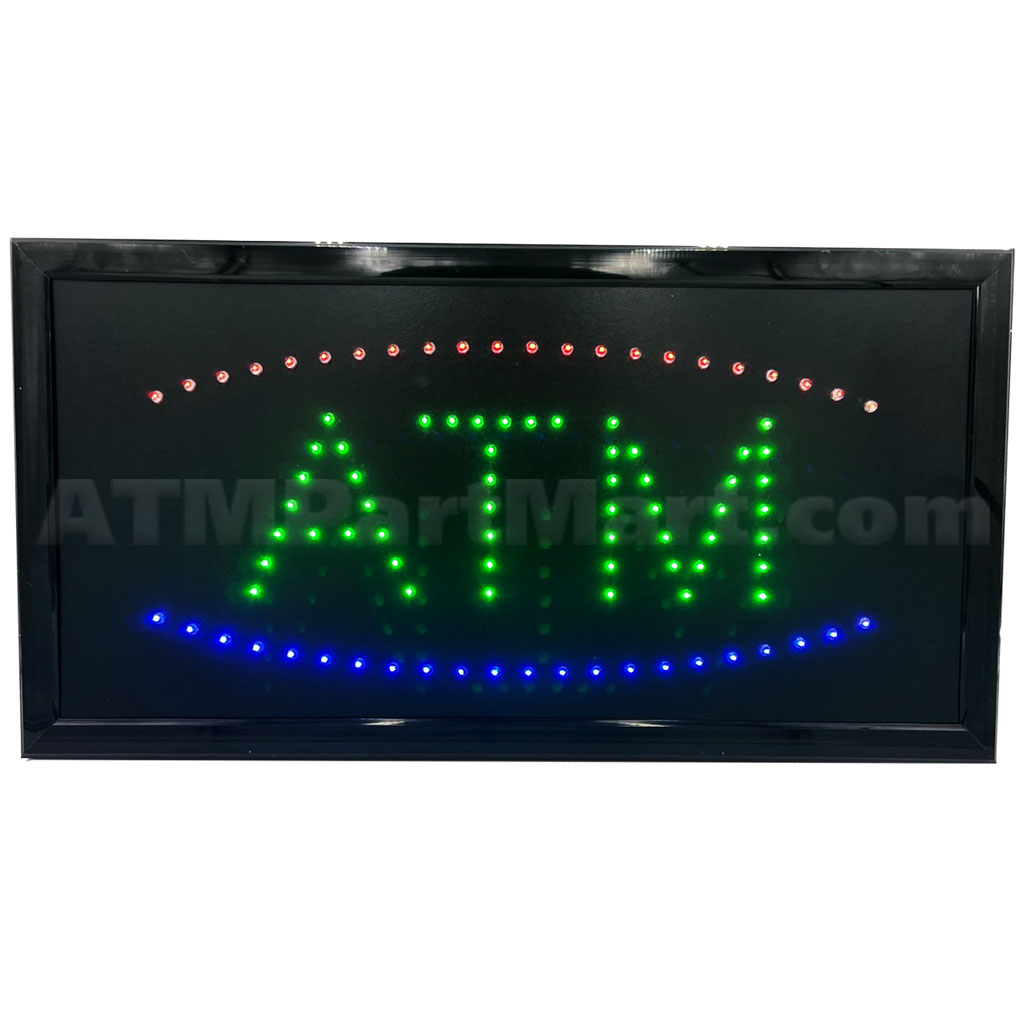 Green LED ATM Sign w/ Red & Blue Accents